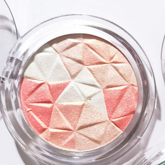 Mixed-color diamond cake cutting for three-dimensional contouring, skin tone correction, highlight, and shimmer powder