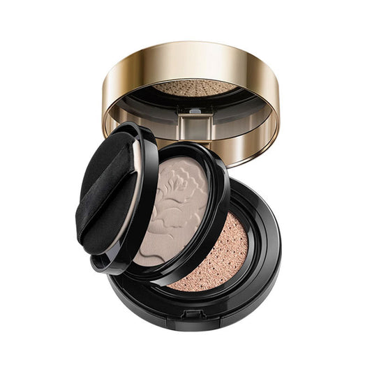 Double-layer cushioned puff, BB cream, powder compact – suitable for both dry and wet skin types; provides coverage while also maintaining moisture