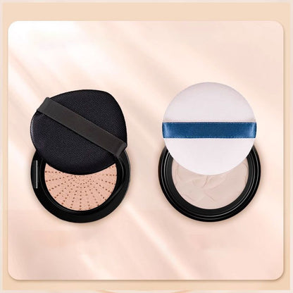 Double-layer cushioned puff, BB cream, powder compact – suitable for both dry and wet skin types; provides coverage while also maintaining moisture