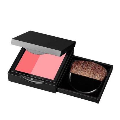 Two-color blush palette – natural, bare-faced look; provides a combination of glossy and matte effects; waterproof, sweat-resistant, and long-lasting