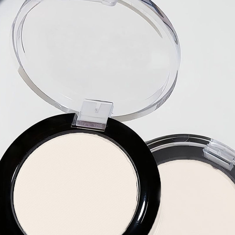 A white highlight powder that brightens the tear troughs, fills in wrinkles, provides long-lasting color, has a matte finish, and can be used on both cheeks and face