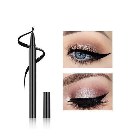 Long-lasting, smudge-resistant eyeliner that stays in place without smudging, providing a thin, dense black line