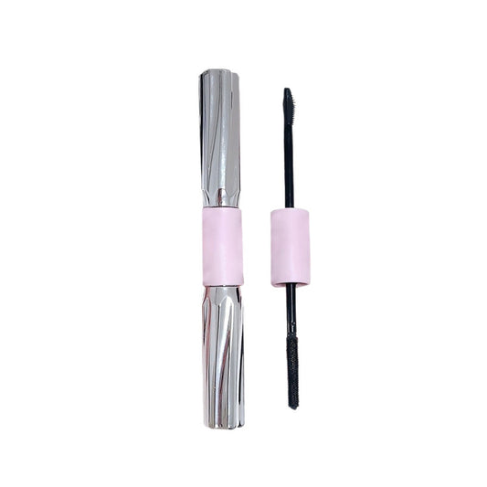 Waterproof, long, curled, smudge-resistant, dense and natural double-ended mascara