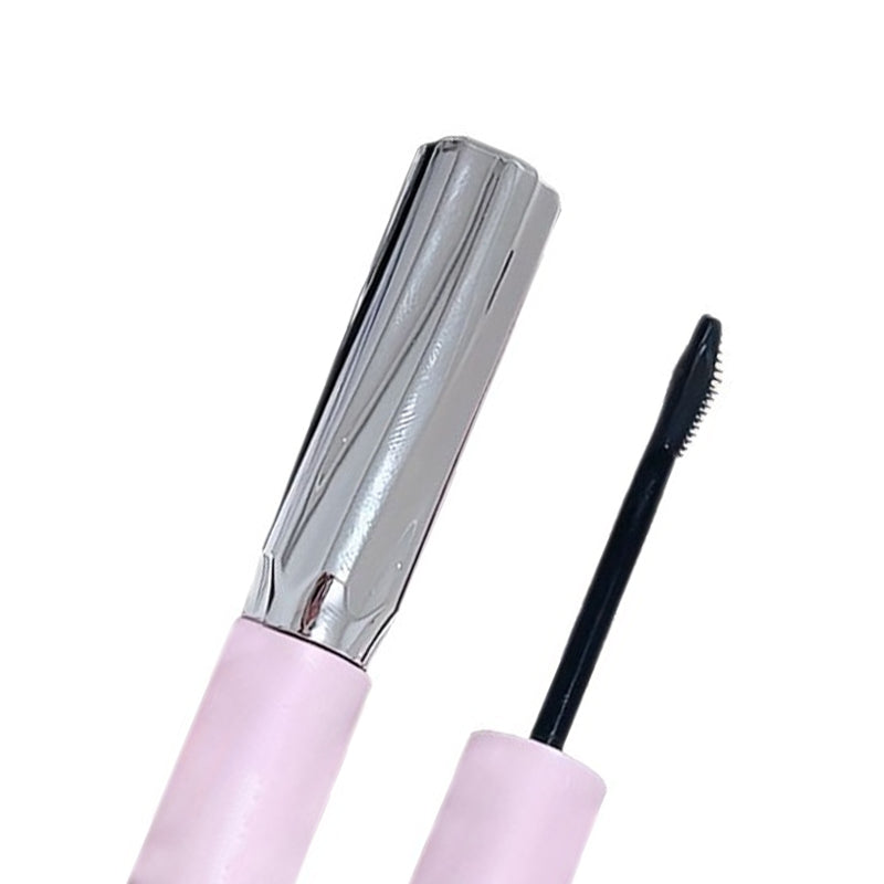 Waterproof, long, curled, smudge-resistant, dense and natural double-ended mascara