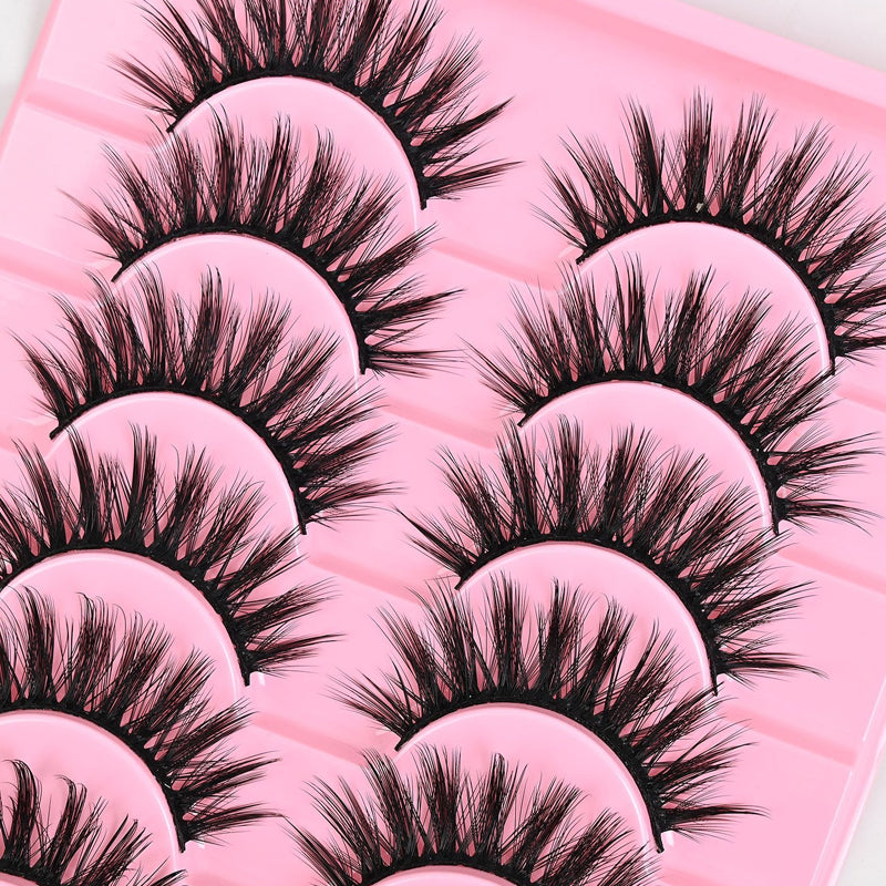 Ten pairs of multi-layer 3D stiff eyelashes for stage use, natural and charming. Fake eyelashes