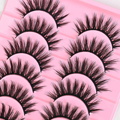 Ten pairs of multi-layer 3D stiff eyelashes for stage use, natural and charming. Fake eyelashes