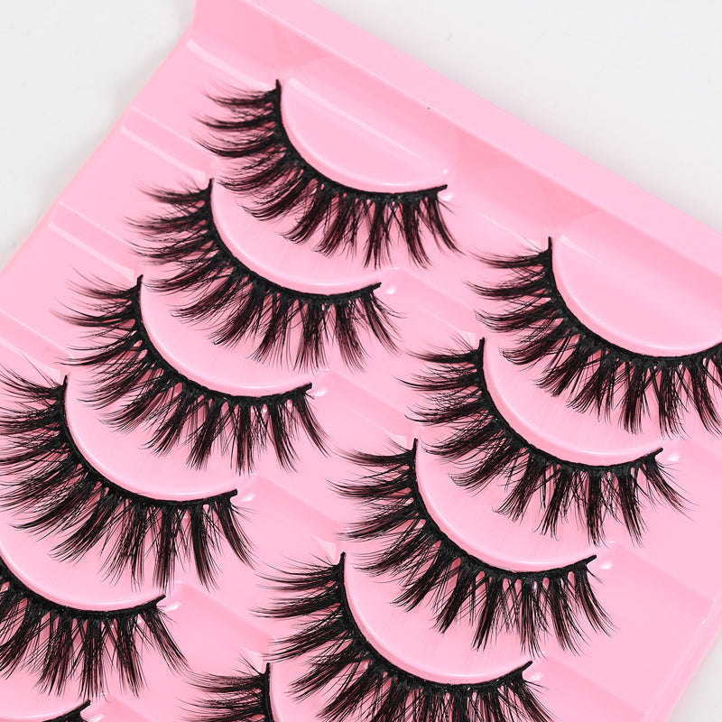 Ten pairs of multi-layer 3D stiff eyelashes for stage use, natural and charming. Fake eyelashes