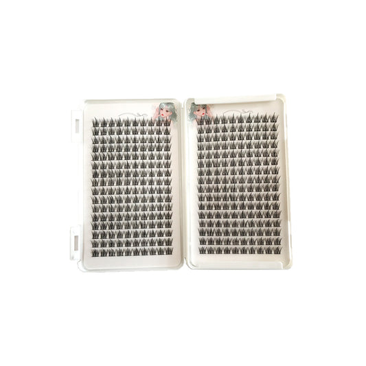 Large-capacity lazy person set of three fake eyelashes: Feather fan encrypted style eyelashes
