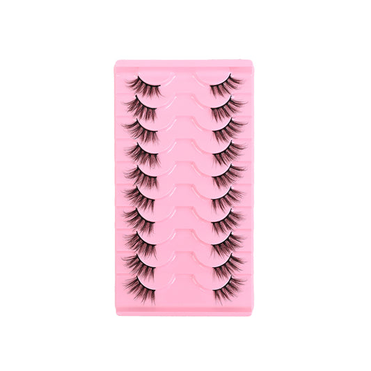 Fake eyelashes, half-length eyelashes for natural bare makeup, black tips with light ends at the eye corners