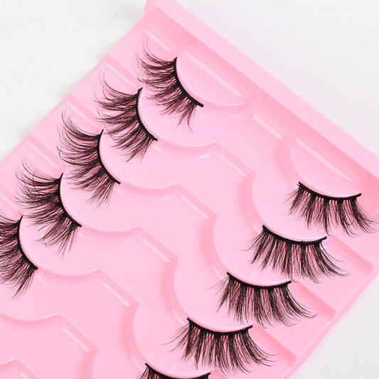 Fake eyelashes, half-length eyelashes for natural bare makeup, black tips with light ends at the eye corners