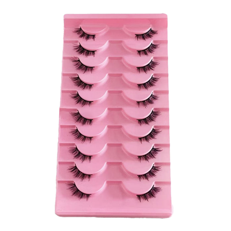 10 pairs of short, half-length fake eyelashes for a natural and everyday makeup look