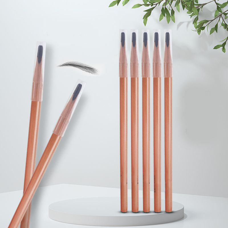 Makeup artist-grade wooden hard-core flat-tipped eyebrow pencil - waterproof, sweatproof, and smudge-proof.