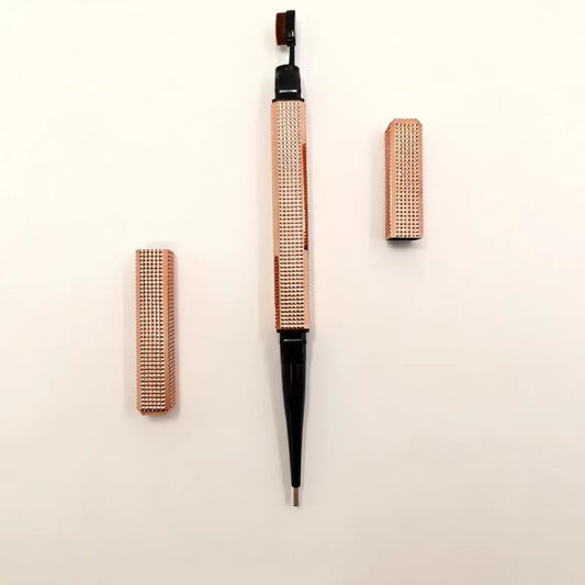 Smudge-proof double-ended ultra-fine eyebrow pencil with brush, long-lasting, sweat-proof, and smudge-proof for easy eyebrow application.