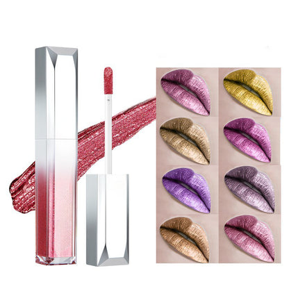 Lacquer lip gloss, pearlescent shimmer lipstick, plumping lip metallic European and American style lip color