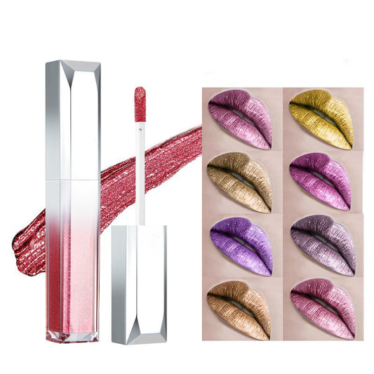 Lacquer lip gloss, pearlescent shimmer lipstick, plumping lip metallic European and American style lip color