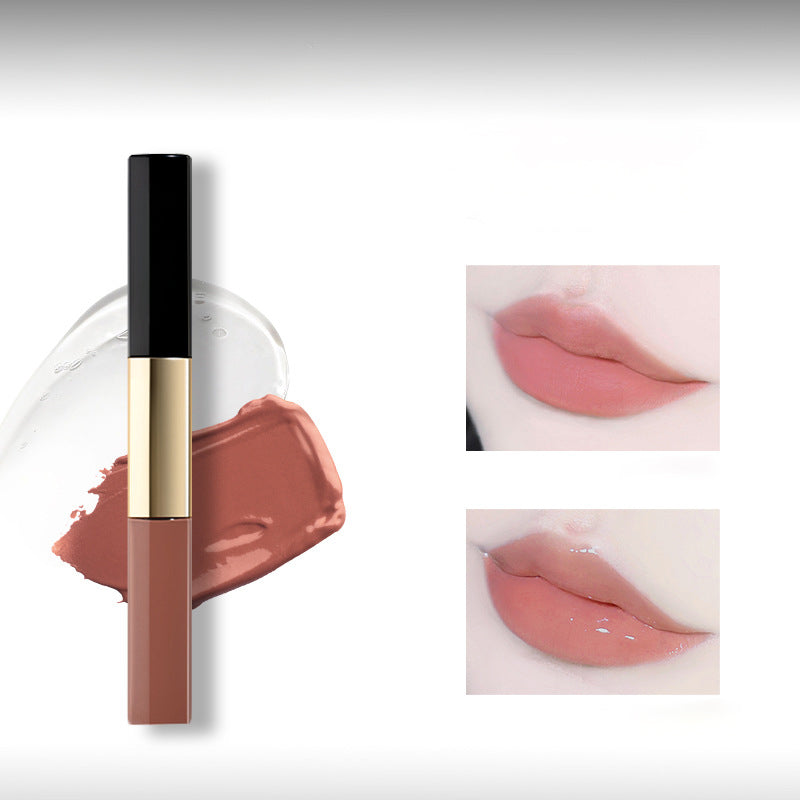Double-ended, long-lasting color lip gloss, matte lipstick, lip tint, lip balm, non-transferable makeup