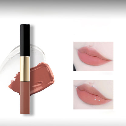 Double-ended, long-lasting color lip gloss, matte lipstick, lip tint, lip balm, non-transferable makeup