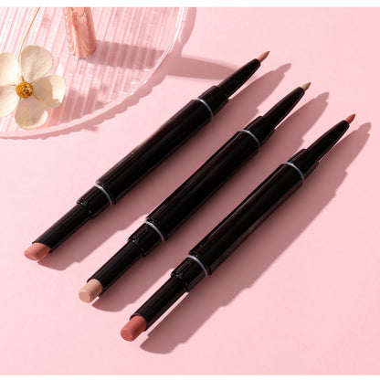 Double-ended rotating lip liner, waterproof, long-lasting matte finish, women's lip liner makeup.