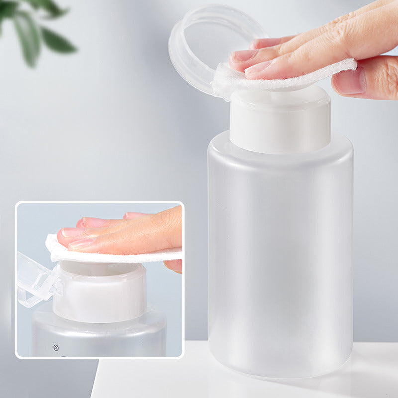 Hyaluronic acid-infused, hydrating makeup remover, a gentle 3-in-1 cleansing solution for eyes, lips, and face, dispensed in a pump bottle.