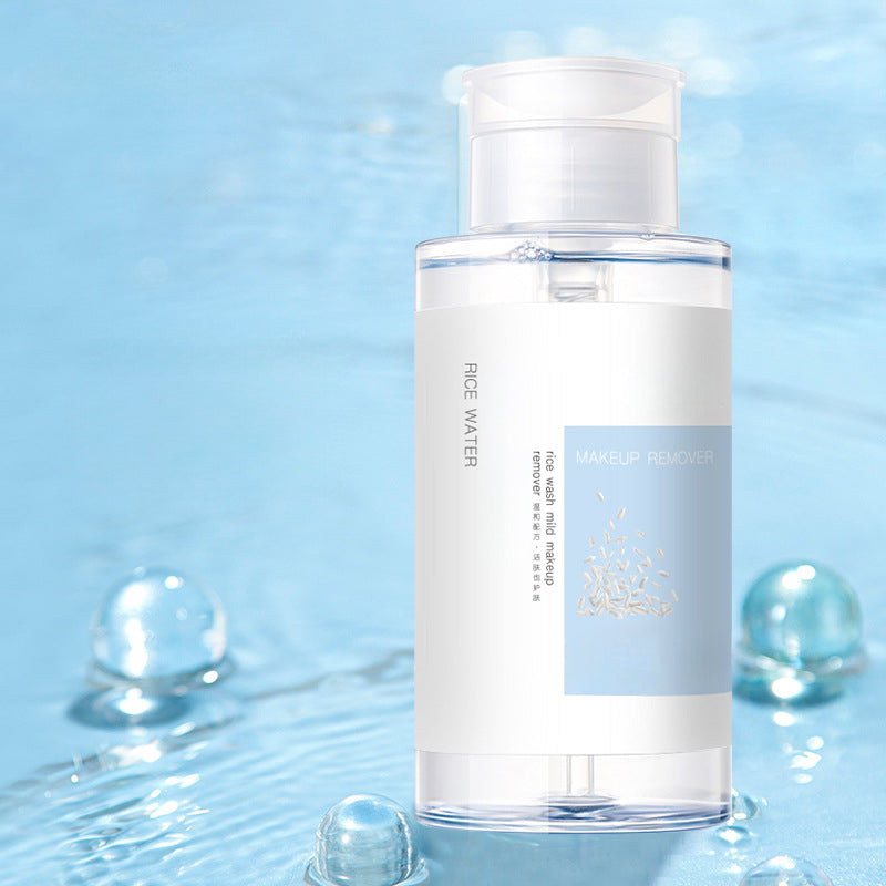 Rice water makeup remover deeply cleanses, is gentle, non-irritating, non-greasy, hydrating, moisturizing, and exfoliates pores.