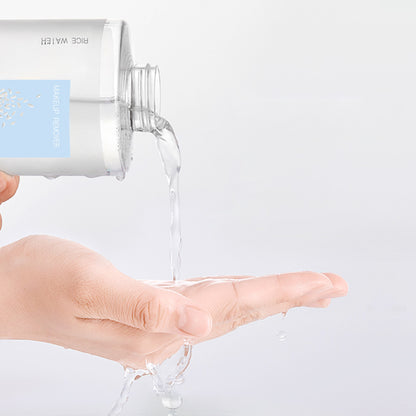 Rice water makeup remover deeply cleanses, is gentle, non-irritating, non-greasy, hydrating, moisturizing, and exfoliates pores.