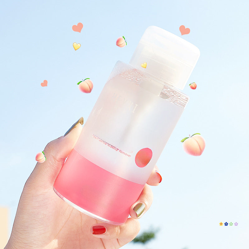 Peach Makeup Remover, Gentle and Deeply Cleanses Eyes and Lips, Pump-Type Makeup Remover, 300ml