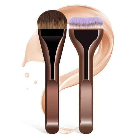 Single ultra-thin wide tongue-shaped foundation brush for flawless coverage, doesn't absorb too much product, flat head, soft bristles, makeup tool