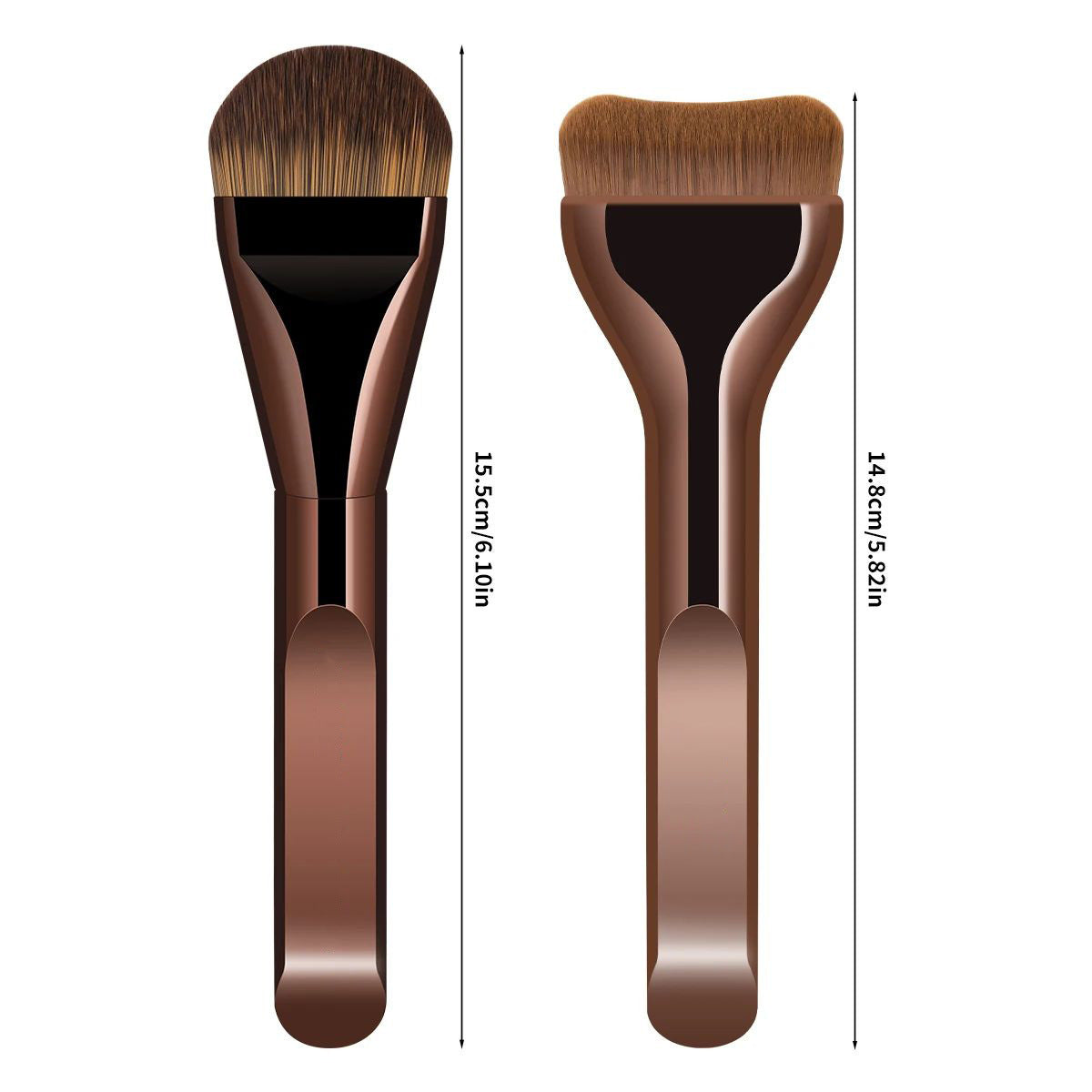 Single ultra-thin wide tongue-shaped foundation brush for flawless coverage, doesn't absorb too much product, flat head, soft bristles, makeup tool