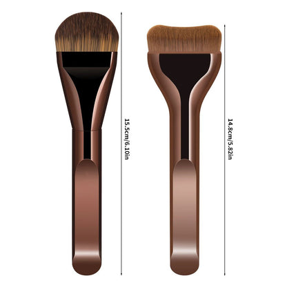 Single ultra-thin wide tongue-shaped foundation brush for flawless coverage, doesn't absorb too much product, flat head, soft bristles, makeup tool