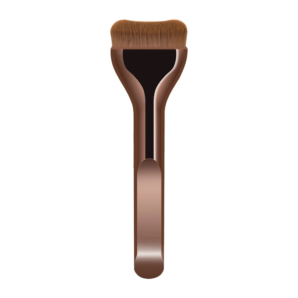 Single ultra-thin wide tongue-shaped foundation brush for flawless coverage, doesn't absorb too much product, flat head, soft bristles, makeup tool