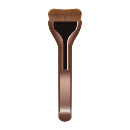 Single ultra-thin wide tongue-shaped foundation brush for flawless coverage, doesn't absorb too much product, flat head, soft bristles, makeup tool