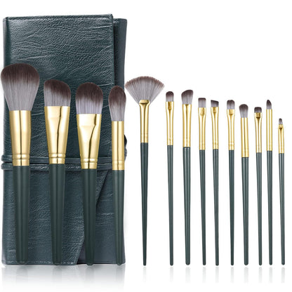 14-piece makeup brush set, including loose powder, blush, eyeshadow, and concealer brushes – professional makeup tools.