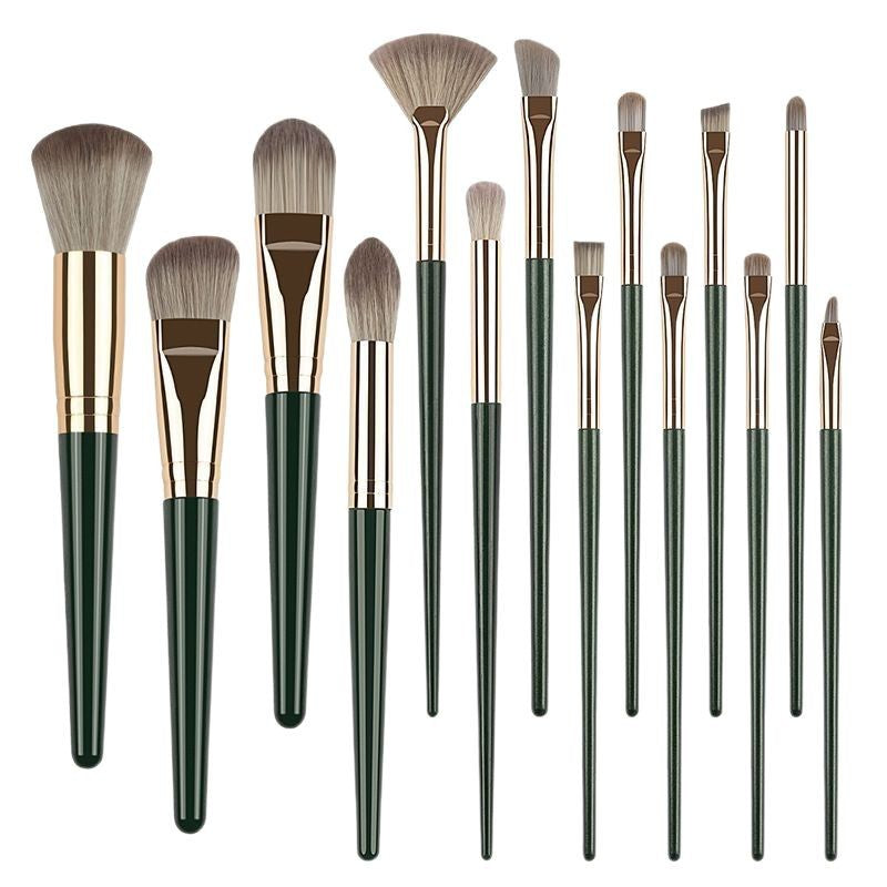 14-piece makeup brush set, including loose powder, blush, eyeshadow, and concealer brushes – professional makeup tools.
