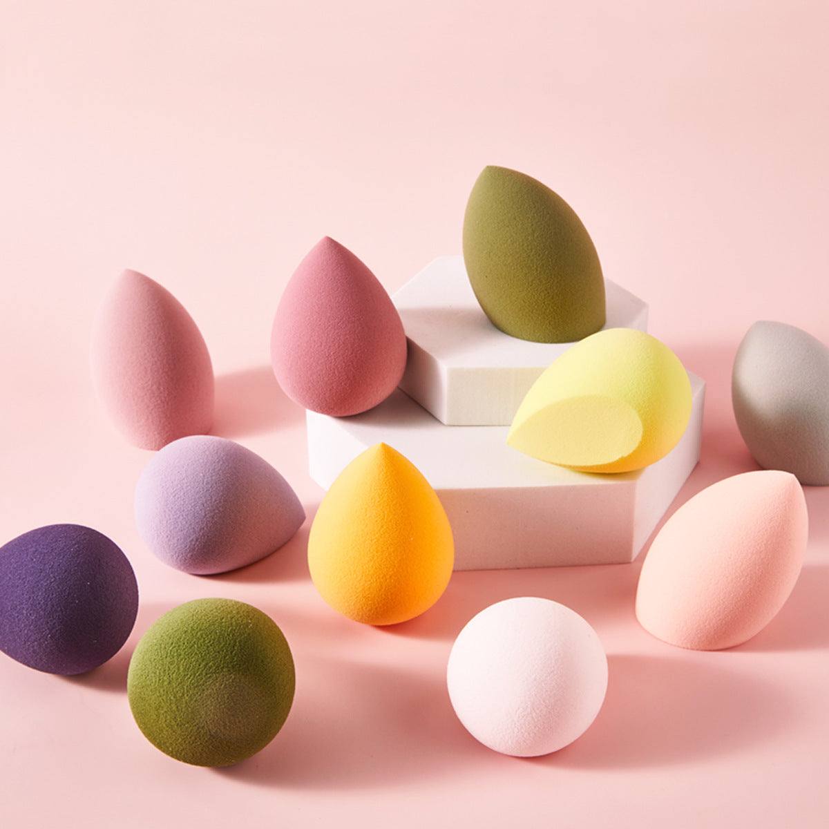 Makeup sponge set box, dual-use (dry and wet), makeup sponge, doesn't absorb powder, water droplet-shaped, gourd-shaped powder puff, makeup sponge