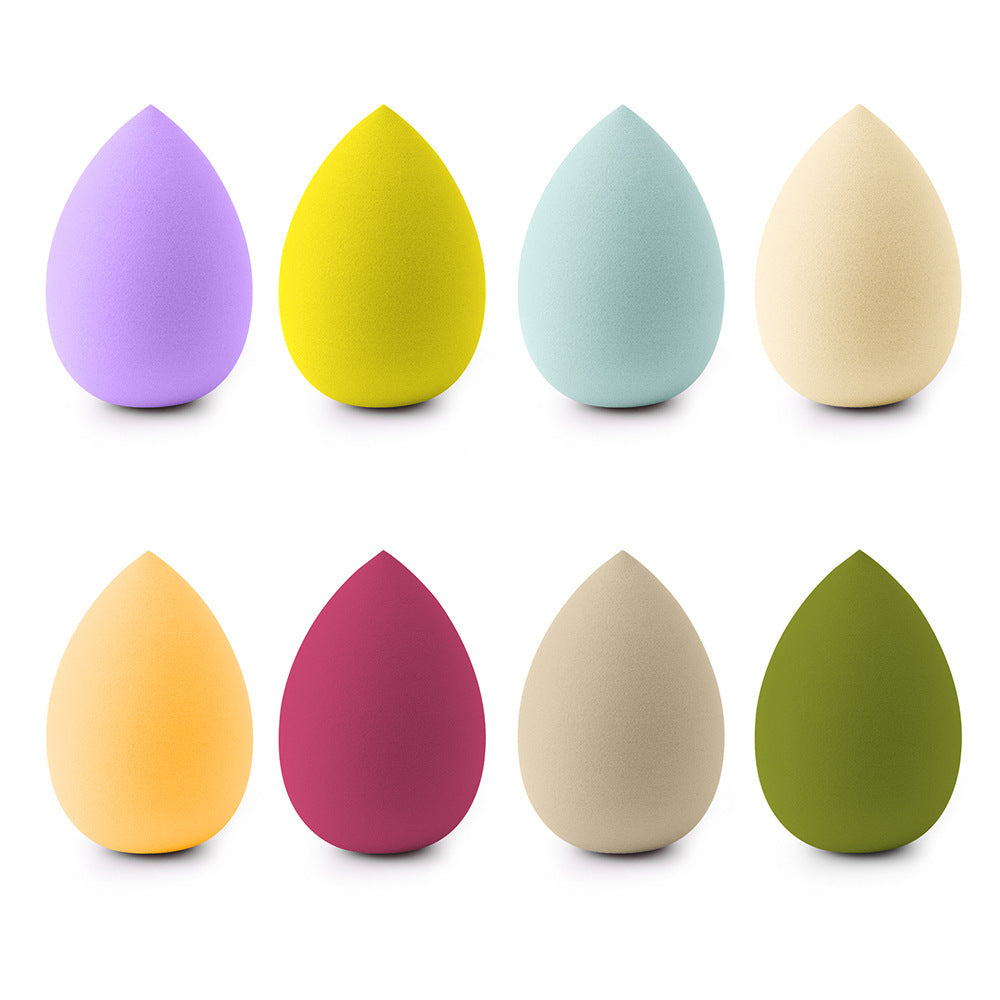 Super soft beauty sponge, teardrop shape, slanted cut, suitable for both dry and wet use, colorful and doesn't absorb much powder. Makeup tool.