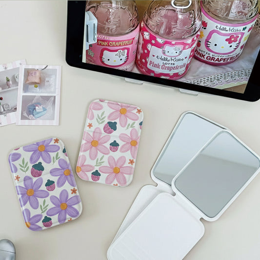 Cute folding mini makeup mirror, suitable for student dormitories, women, portable, home use, desktop mirror